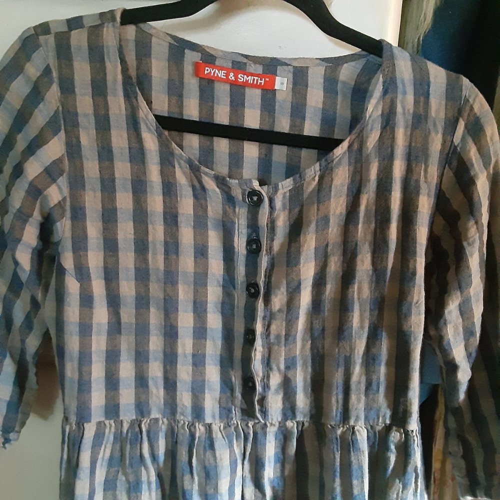 Pyne & Smith Blue Checkered Midi Dress - Picture 2 of 3